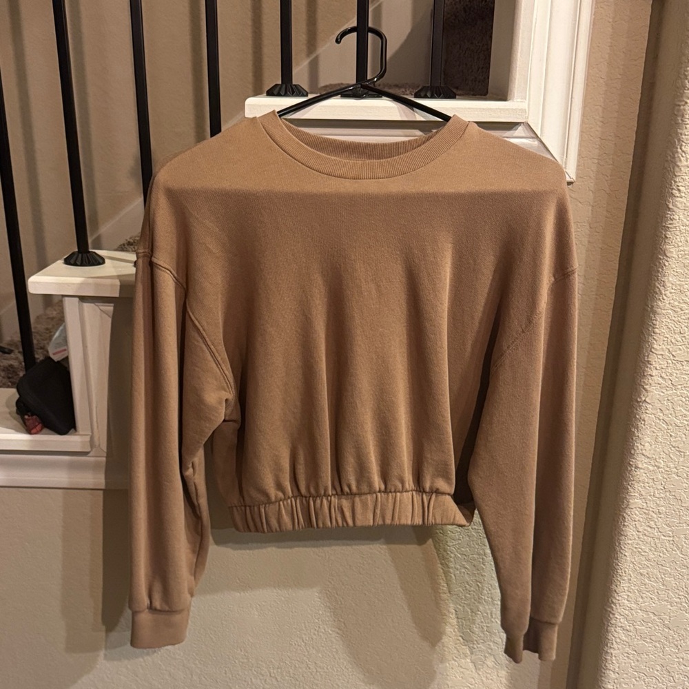 Zara Brown Cropped Sweatshirt